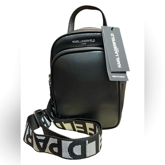 Karl Lagerfeld Paris NWT Black Maybelle Sling Crossbody Bag (P036) - Picture 2 of 12